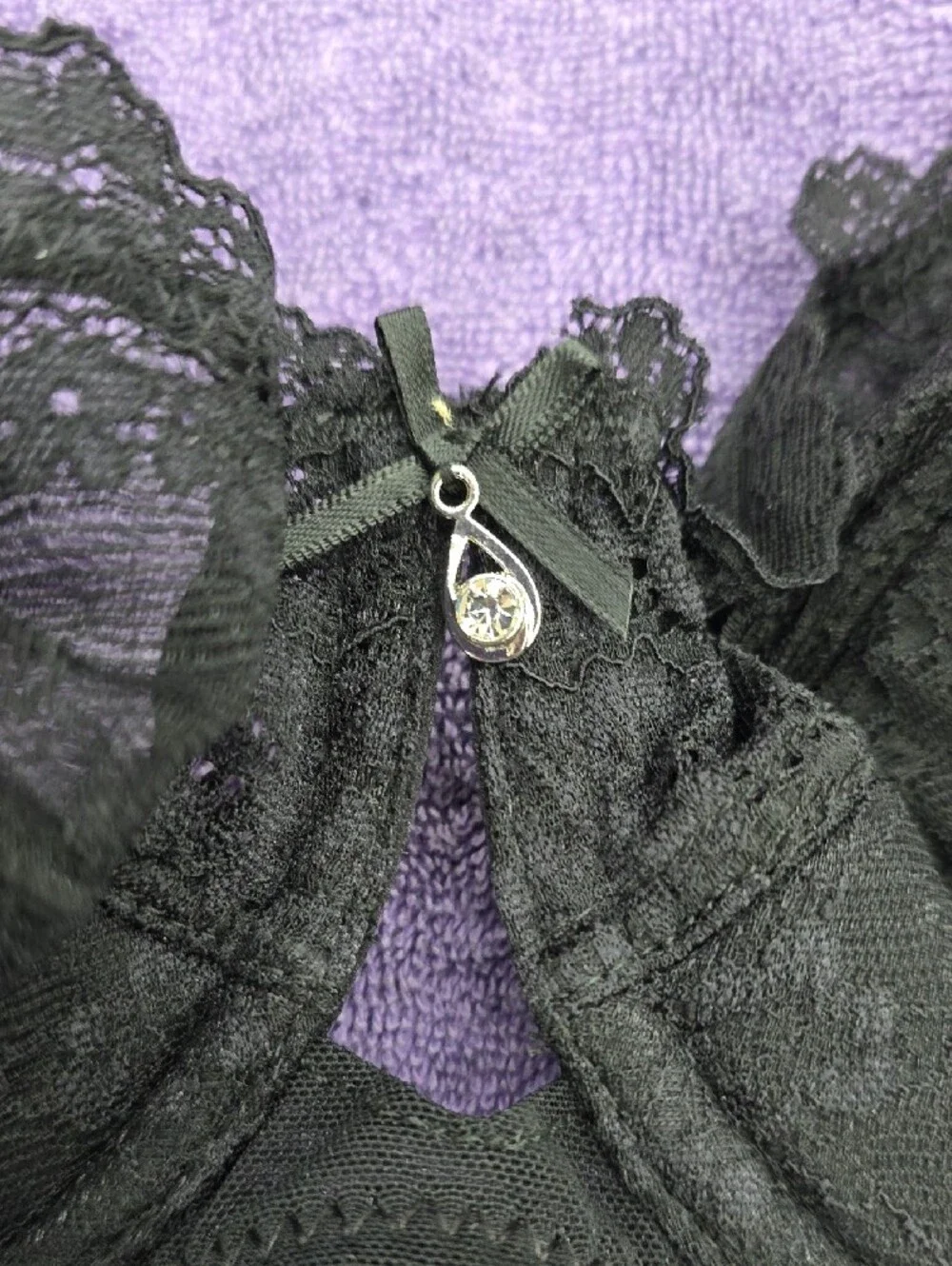 NWOT Black Lace Bra & Panty Set with Garters - Women Intimates